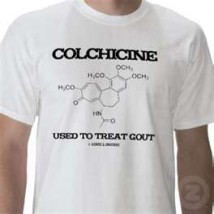 Guy in Colchcine Gout Medicine T-shirt