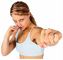 Attractive Girl Throwing a Punch