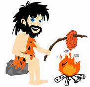 caveman eating meat